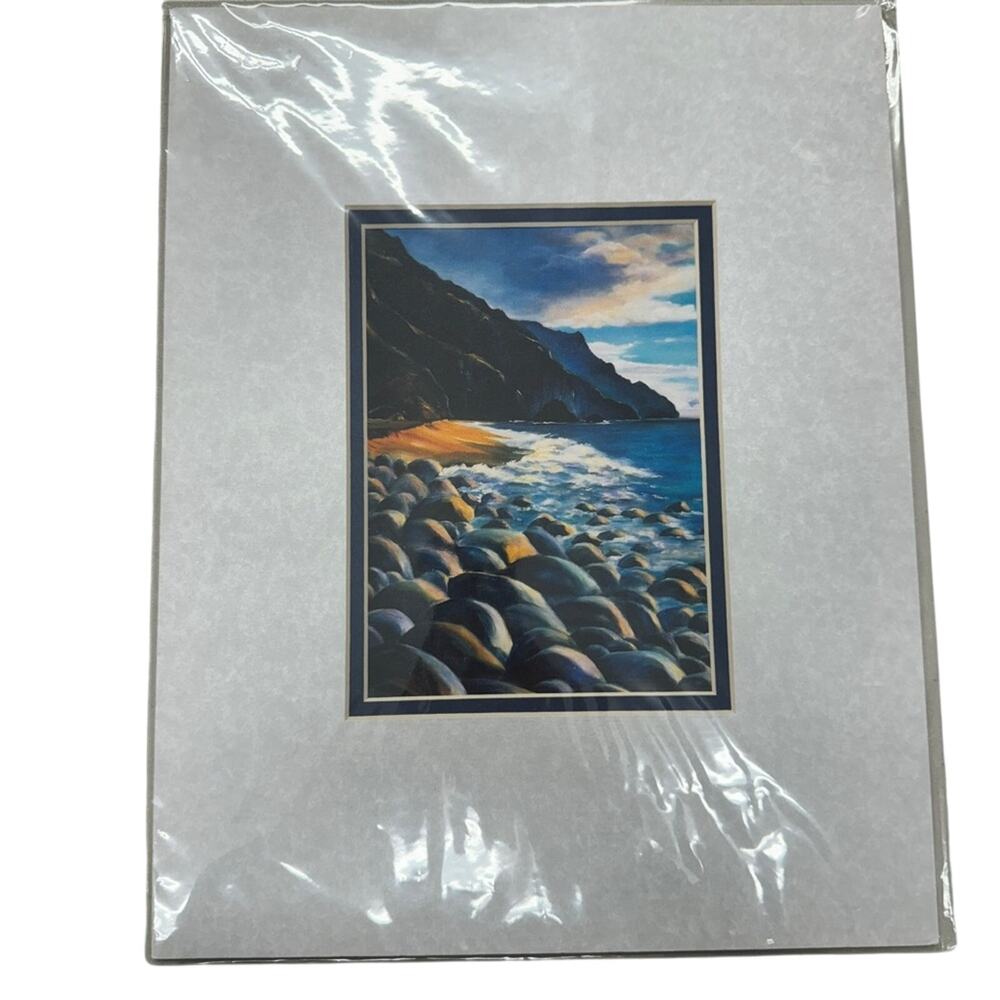 Kathleen Wolfe Northwest Art Print Matted Rocks In River Scene New 11X14